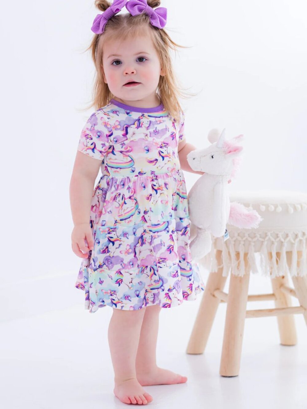(EUC) Birdie Bean Renee Birdie Short Sleeve Bodysuit Twirl Dress Size 2T